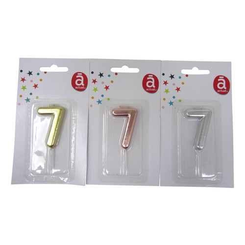 Vela del nº7, color plata, oro o rosa, 4,5 cm, ACTUEL.