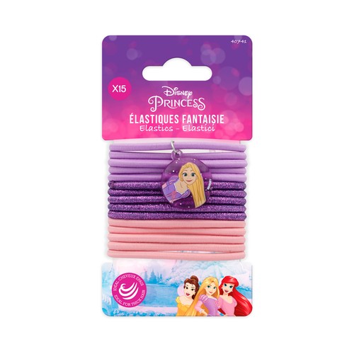 DISNEY Princess Gomas elásticas de colores para cabello grueso 15 uds.