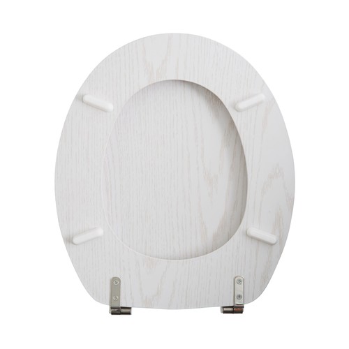 Tapa WC con bisagras de metal, madera de color blanco, 46,7 x 39,5cm., ACTUEL.