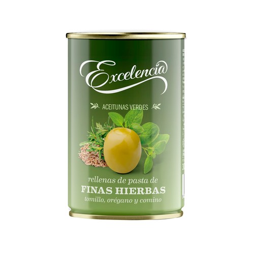 EXCELENCIA Aceitunas rellenas de hierbas aromáticas 130 g.