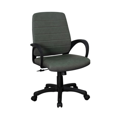 Silla de escritorio regulable 61X57X88/98, estructura de piel, color gris. CAMILO RIGAMONTI