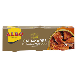 ALBO Calamares en salsa americana en trozos ALBO lata de 3 uds x 65 g.