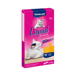 VITAKRAFT Snack líquido para gatos de pollo y taurina VITAKRAFT 6 uds x 15 g.