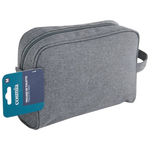 COSMIA Neceser para hombre de color gris y tamaño mediano, con asa y cierre de cremallera.
