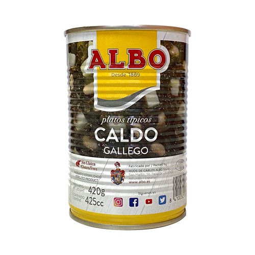 Caldo gallego con grelos, patata y alubias ALBO 420 g.