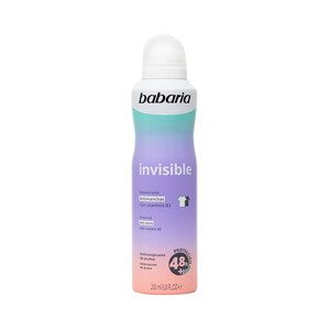 Imagen de BABARIA Desodorante en spray para mujer con acción antimanchas y antitranspirante hasta 48 horas BABARIA Invisible 200 ml.