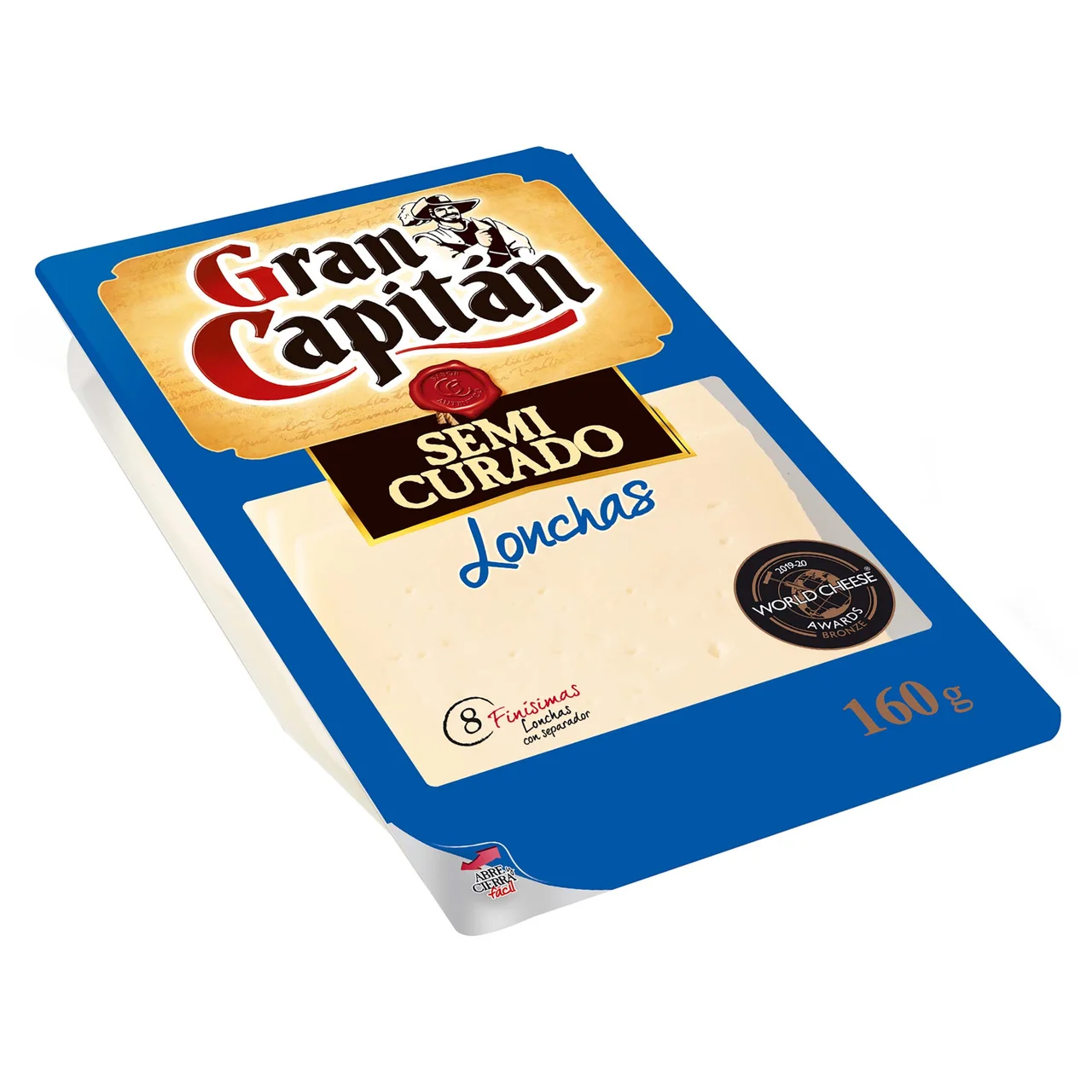GRAN CAPITÁN Queso en lonchas semi curado GRAN CAPITÁN 160 gr,