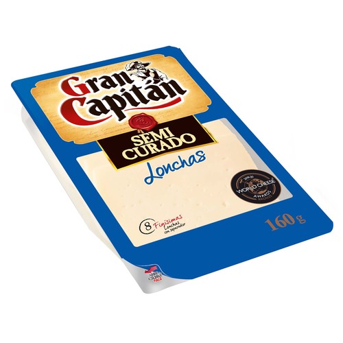 GRAN CAPITÁN Queso en lonchas semi curado GRAN CAPITÁN 160 gr,