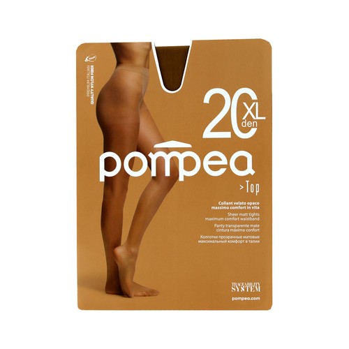 Panty transparente mate, 20den, POMPEA, color ambrato, talla XL.