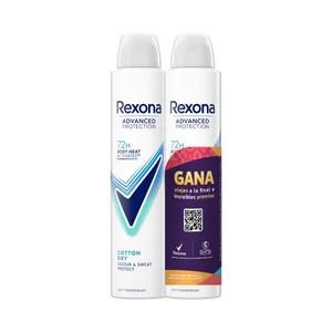 REXONA Advanced protection cotton dry Desodorante en spray para mujer antitranspirante hasta 72 horas 2 x 200 ml.