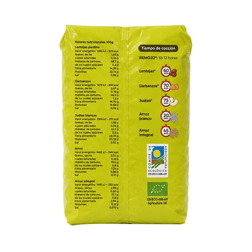 ECOLECERA Lenteja Pardina extra de Aragón de cultivo ecológico  500 g.
