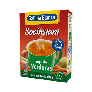 Imagen de GALLINA BLANCA Sopinstant Sopa de verduras con picatostes 3 uds. 17 g.