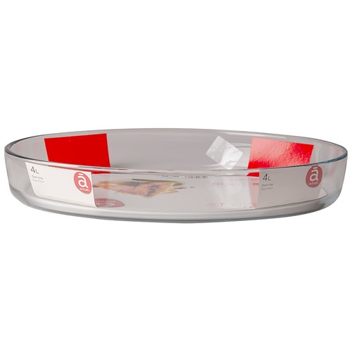 Fuente de vidrio ovalada apta para horno, capacidad de 4 litros, 40cm. ACTUEL.