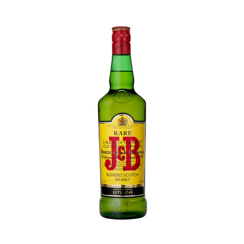 Whisky blended destilado, mezclado y embotellado en Escocia J&B botella de 70 cl.