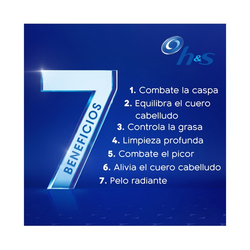 H&S Champú anticaspa 7 en 1 con menta ultra refrescante H&S 300 ml.