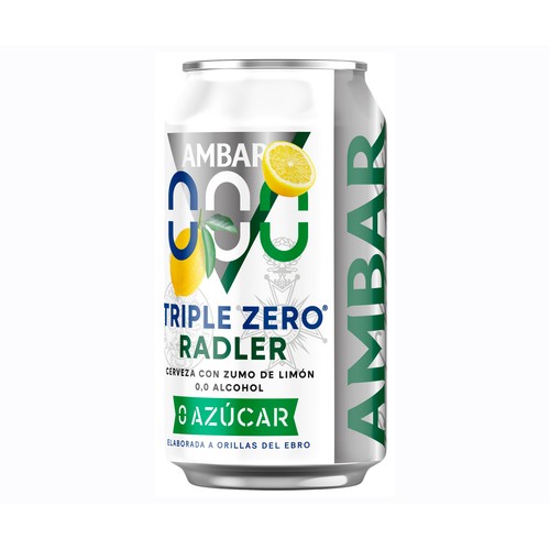 Cerveza (0,0% alcohol) con sabor a limón AMBAR RADLER lata de 33 cl.
