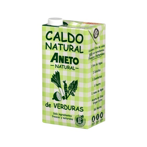 Caldo de verduras y aceite de oliva virgen natural ANETO brik de 1 l