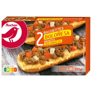 Imagen de AUCHAN Baguettes con queso Edam, carne de vacuno, tomate y cebolla 2 x 125 g. Producto Alcampo