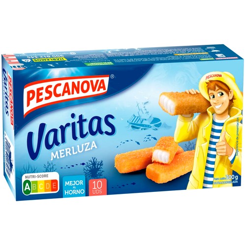 PESCANOVA Varitas de merluza empanadas 300 g.
