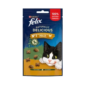 FELIX naturally delicious de Purina Snacks para gatos adultos con pollo y un toque de hierba gatera 50 g.