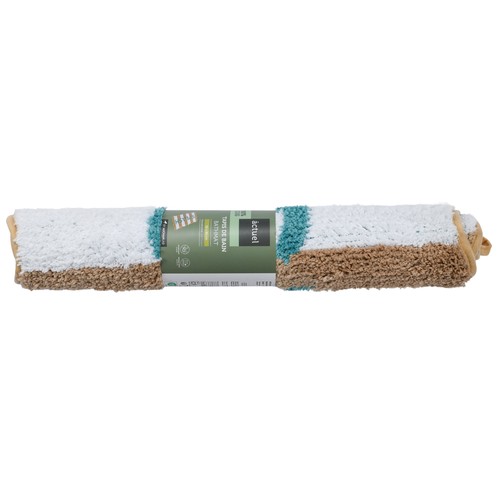 Alfombra baño rayas 50x80cm microfibra poliéster reciclado y látex 1300GSM. ACTUEL
