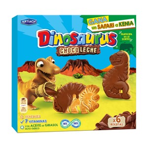 Imagen de ARTIACH Dinosaurus Galletas recubiertas de chocolate con leche 255 g.
