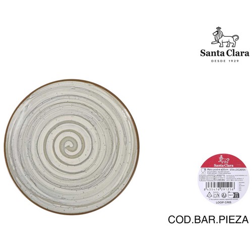 Plato postre 20cm melamina, modelo Loop gris. MONACO