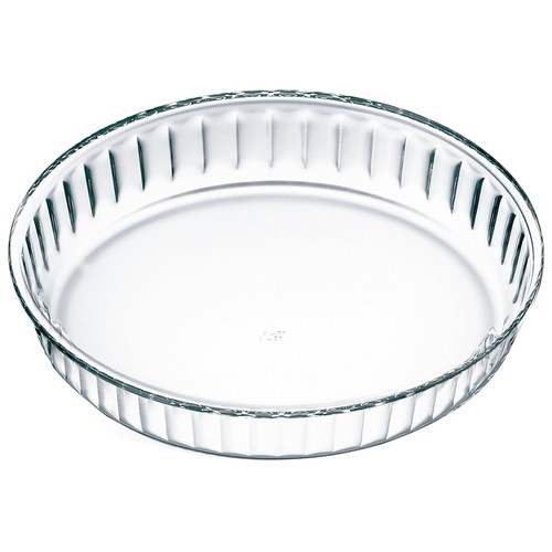 Molde redondo rizado de vidrio borosilicato apto para horno, 25cm., ACTUEL.