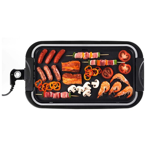 Plancha de asar QILIVE Q.5853, 2000W, superficie 46 x 25cm, termostato regulable, recogegrasas.