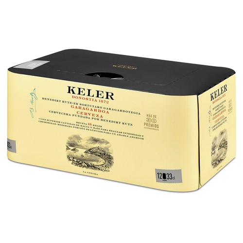 KELER Cerveza rubia premium de origen Donostia pack 12 latas x 33 cl.