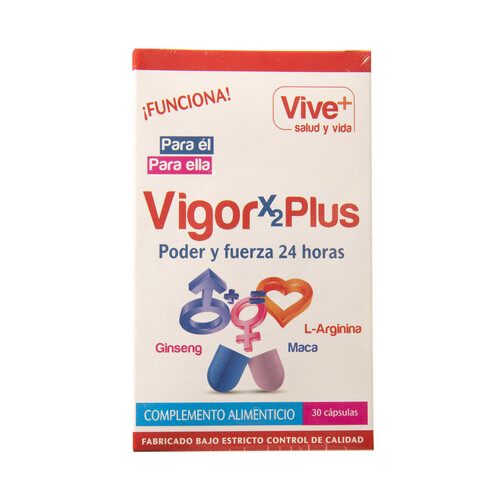 VIVE+ SALUD Y VIDA Complemento alimenticio VIVE PLUS VIGORX2PLUS 30 cápsulas.