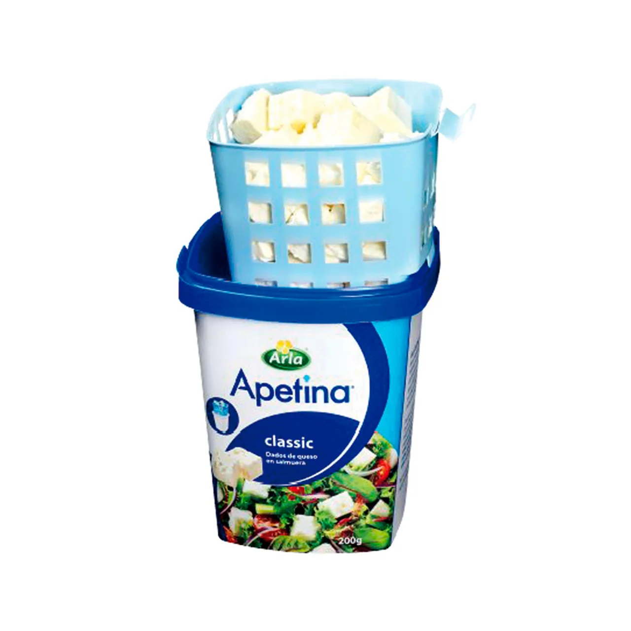 Dados de queso blanco estilo mediterráneo en salmuera 200 g.