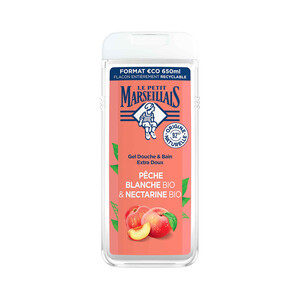 Imagen de LE PETIT MARSEILIAIS Gel hidratante y nutritivo para baño o ducha, con textura crema y melocotón blanco y nectarina bio LE PETIT MARSEILIALS 650 ml.