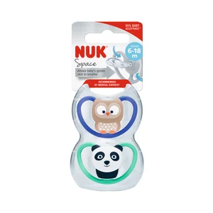 NUK Chupetes con tetina de silicona y forma anatómica, (6-18 meses) NUK Space 2 uds.