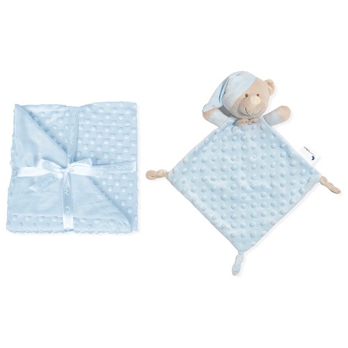 Set de manta burbuja + doudou, color azul, INTERBABY.