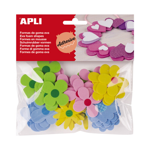 Pack de goma EVA adhesiva con diseños de flores, 40 U, APPLI 