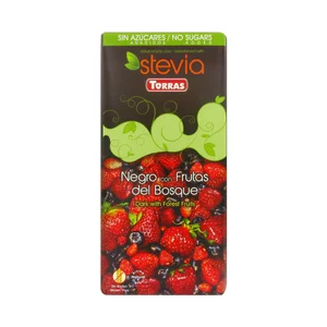 TORRAS Chocolate negro frutos del bosque con stevia 125 g.
