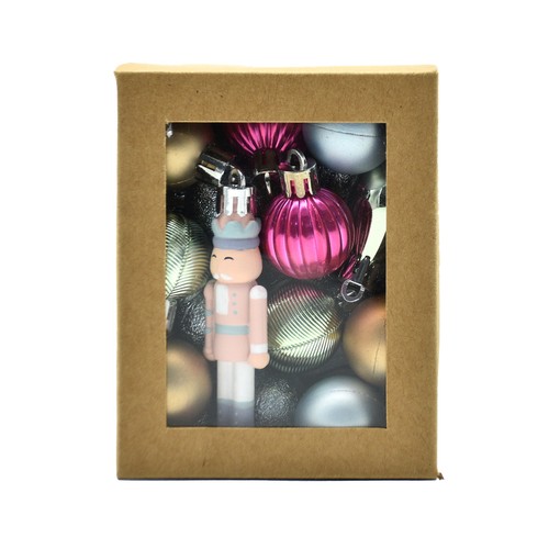 Set 40 Bolas y Adornos de Plástico de distintos tamaños decoración para Árbol de Navidad, SNC