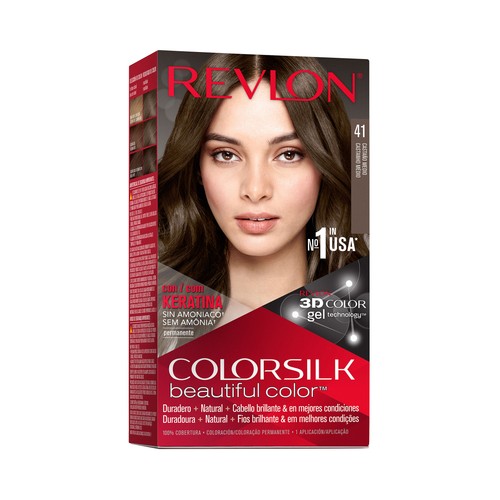 REVLON Colorsilk tono 41 Castaño medio Coloración permanente sin amoniaco.