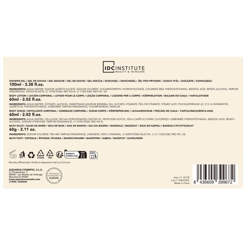 IDC INSTITUTE Gourmand´s favorites Neceser con productos para el baño.