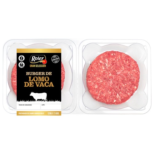 ROLER Gran selección Bandeja con burguer meat de lomo de vaca 2 x 120 g.
