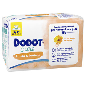 Imagen de DODOT Pure cuida & protege Toallitas húmedas para bebé con caléndula 3 x 44 uds.