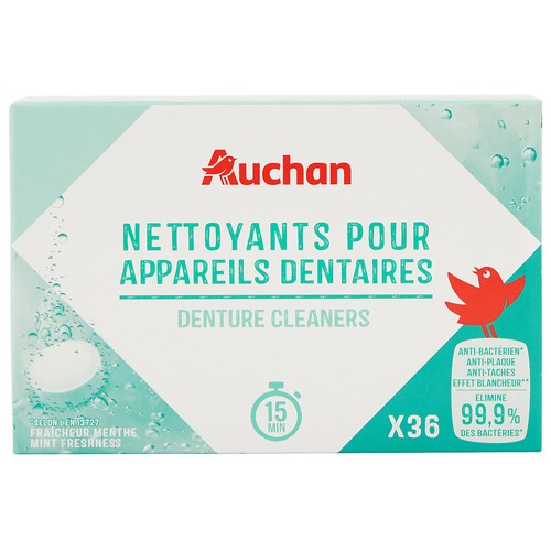PRODUCTO ALCAMPO Limpiador de prótesis dentales 4 en 1 con sabor menta fresca 36 uds.