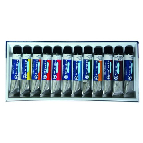 12 tubos de pintura acrílica de 12mm y de varios colores serie Art Creation Expression ROYAL TALENS.