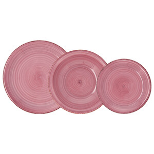 Vajilla completa de 18 platos de gran tamaño de color rosa petonia, QUID