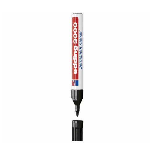 Marcador permanente con punta cónica redonda y grosor de trazo de 1.5 - 3mm tinta negra EDDING 3000.