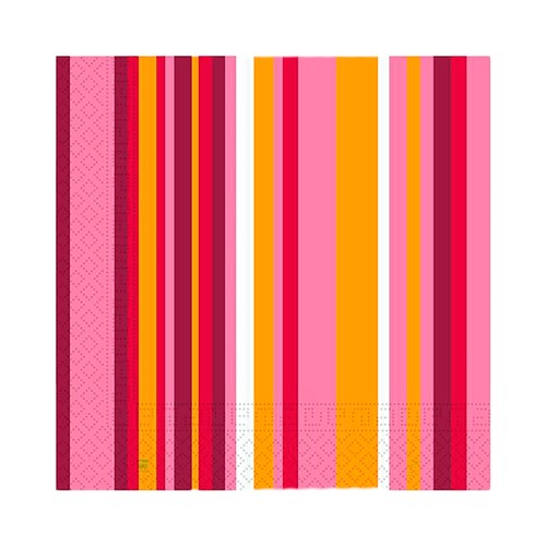 Pack 20 servilletas 33x33cm 2capas multirayas rojo/naranja. MACADAMIA
