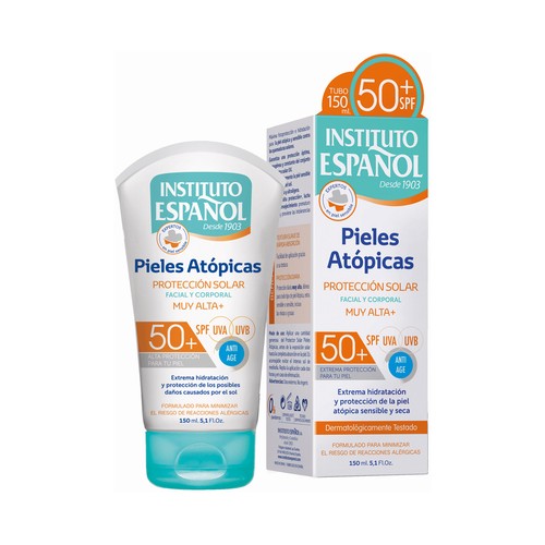 INSTITUTO ESPAÑOL Protector solar infantil (facial y corporal) con FPS 50+ (muy alto), pieles atópicas 150 ml.