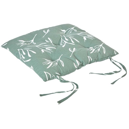 Cojín de 40x40 cm algodón, para silla estampado en color verde. TEXTILES DOSAN