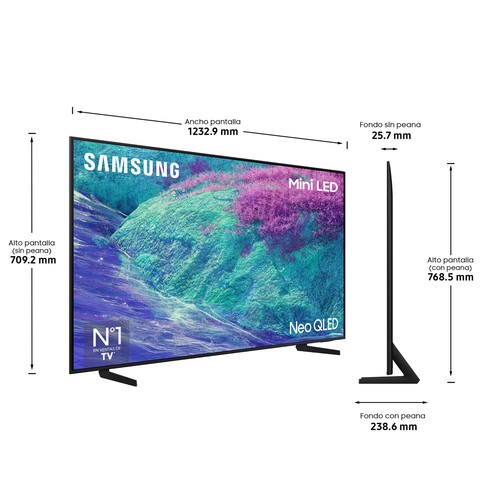 Televisión 139,7cm (55") QD MINILED SAMSUNG TQ55QNE1F, 4K, Tizen, Dolby Audio, 2 x USB, 4HDMI, color negro, 144Hz.